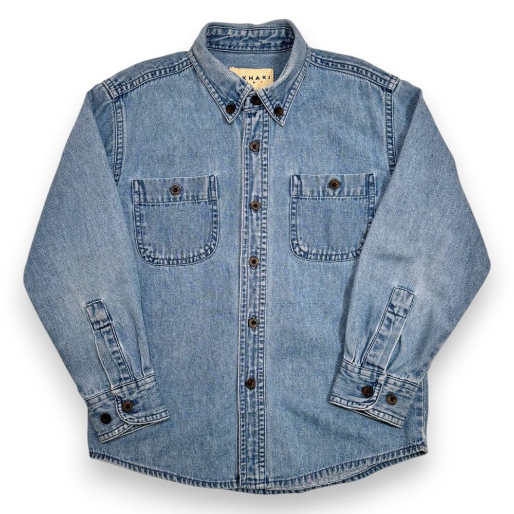 J. Khaki Kids Vintage Denim Long Sleeve Button Down Distressed 90s Workwear XL